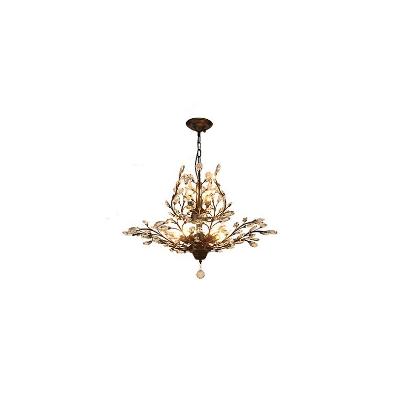 Vintage Crystal Flush Mount 7Lights Metal Painting Black OR Gold