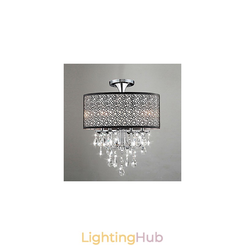Modern Contemporary Drum Crystal Mini Style Chrome Chandelier