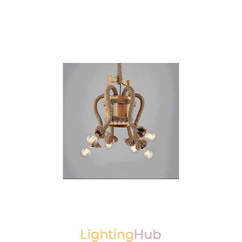 Wooden Cask Chandelier Creative Lamp