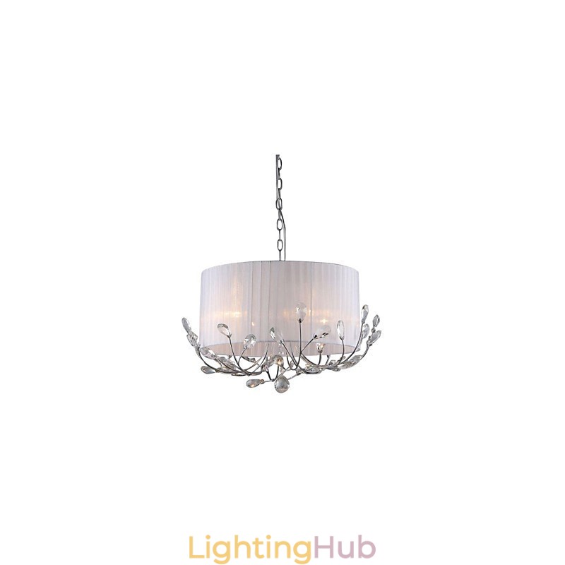 Modern Crystal Chandelier With Fabric Shade
