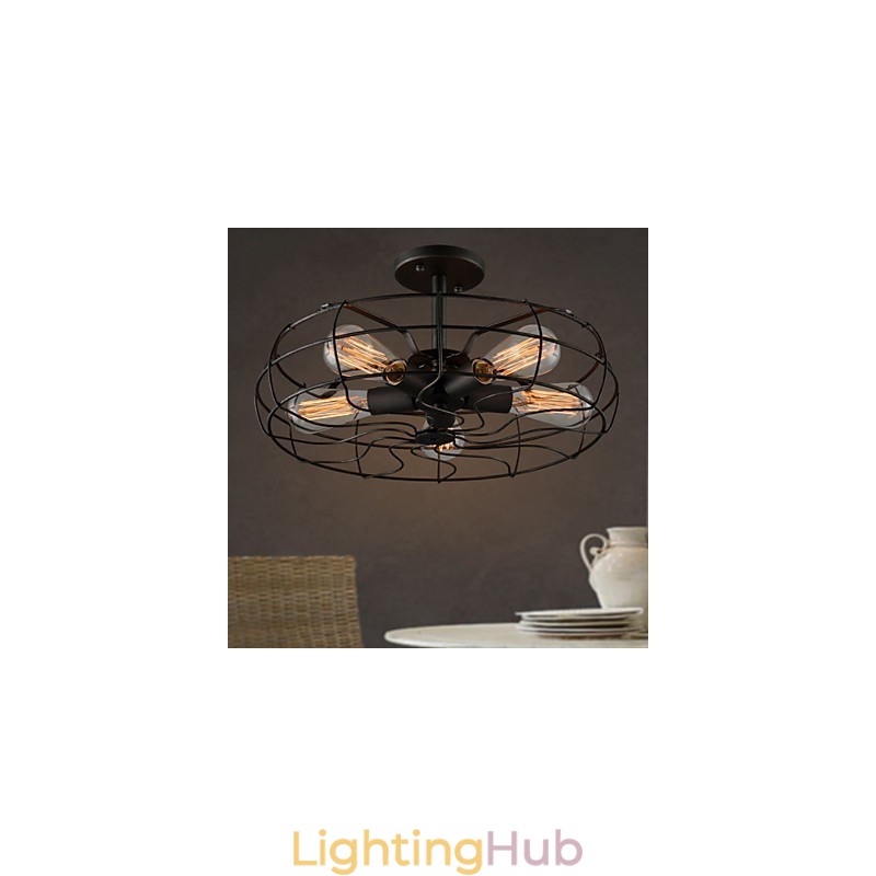 Loft Vintage Creative Lighting Lamps American Country Style Minimalist Iron Industrial Fan Chandelier
