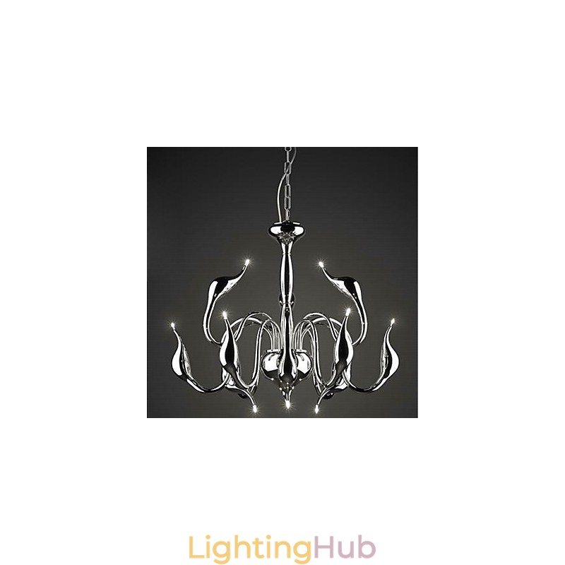 Modern Contemporary Candle Style Electroplated Metal Chandelier