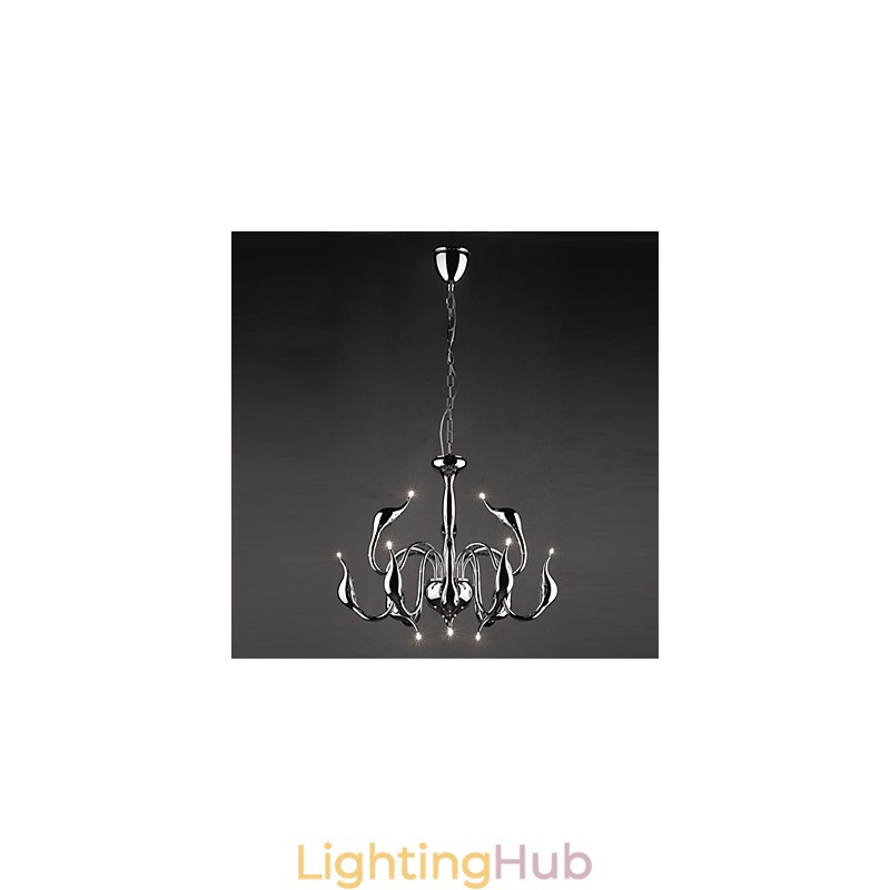 Modern Contemporary Candle Style Electroplated Metal Chandelier