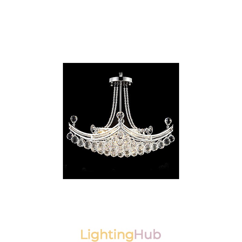 Modern Contemporary Crystal Electroplated Metal Pendant Light