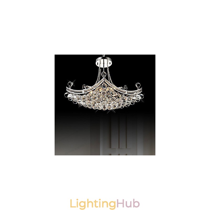 Modern Contemporary Crystal Electroplated Metal Pendant Light