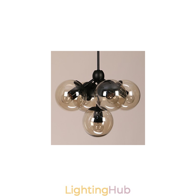 Chandelier 5 Lights Glass Ball Lights Retro Outdoors Garage Metal