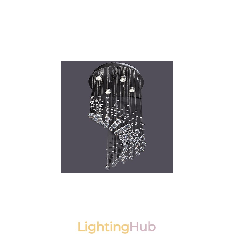 Modern Contemporary Crystal Chrome Metal Flush Mount