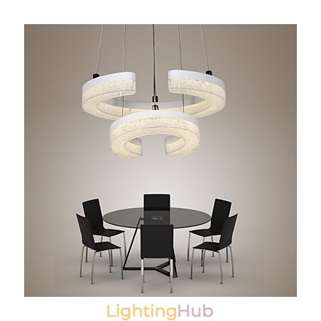 Crystal Pendant Light The Letter "C" Shape Modern Lamp Two Rings Crystal Pendant Light The Letter "C" Shape Modern Lamp Two Rings