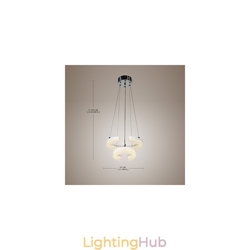 Crystal Pendant Light The Letter "C" Shape Modern Lamp Two Rings