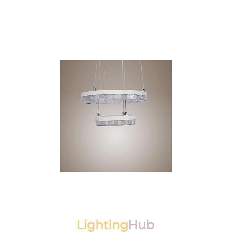 Crystal Pendant Light The Letter "C" Shape Modern Lamp Two Rings