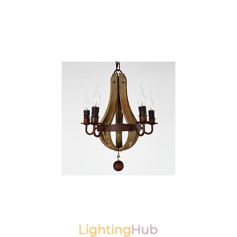 Vintage Mini Style Painting Wood Bamboo Chandelier