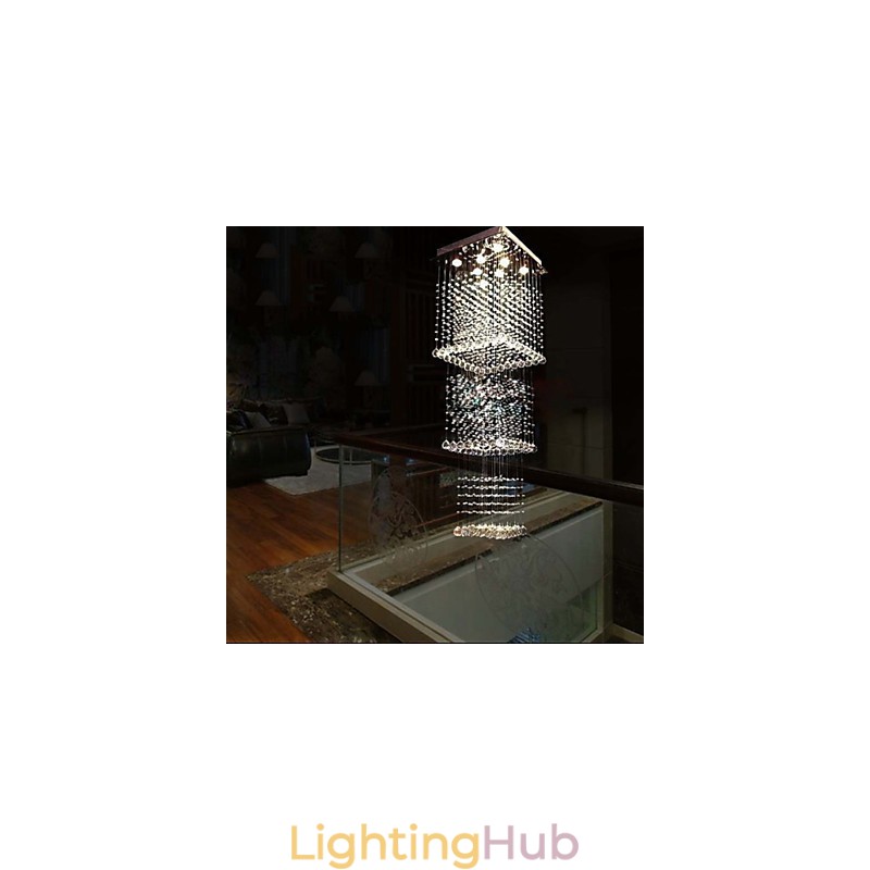 Ceiling Crystal Pendant Lamps Lighting 8 Lights Modern Luxurious Silver Canpoy K9 Clear Crystal Fixtures