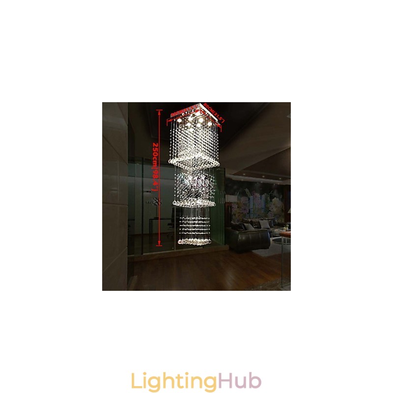 Ceiling Crystal Pendant Lamps Lighting 8 Lights Modern Luxurious Silver Canpoy K9 Clear Crystal Fixtures