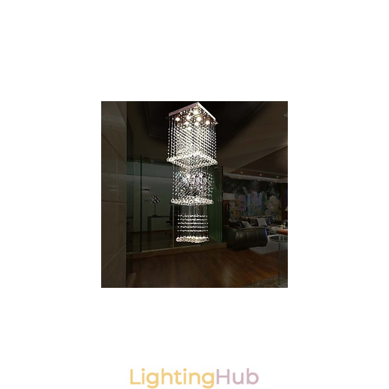 Ceiling Crystal Pendant Lamps Lighting 8 Lights Modern Luxurious Silver Canpoy K9 Clear Crystal Fixtures