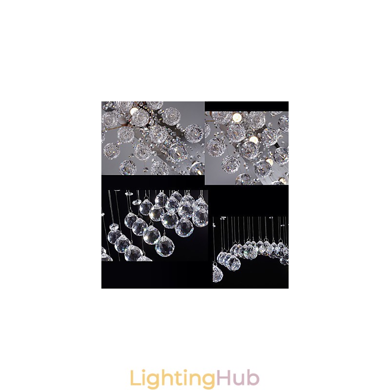 Ceiling Crystal Pendant Lamps Lighting 8 Lights Modern Luxurious Silver Canpoy K9 Clear Crystal Fixtures
