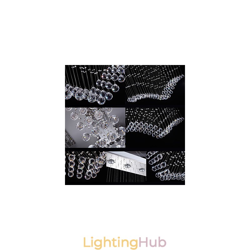 Ceiling Crystal Pendant Lamps Lighting 8 Lights Modern Luxurious Silver Canpoy K9 Clear Crystal Fixtures