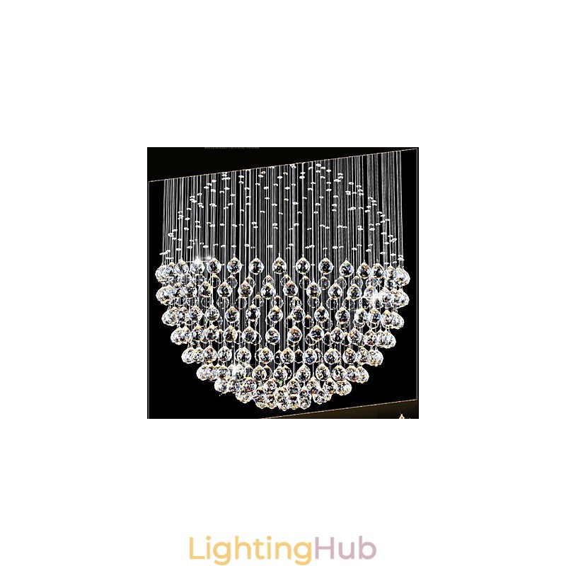 Pendant Light Modern Crystal Chandelier 12 Lights Silver Canpoy Clear Crystal Globe Ceiling Lamps Fixtures