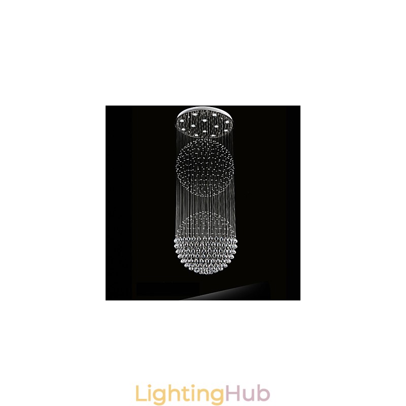 Pendant Light Modern Crystal Chandelier 12 Lights Silver Canpoy Clear Crystal Globe Ceiling Lamps Fixtures