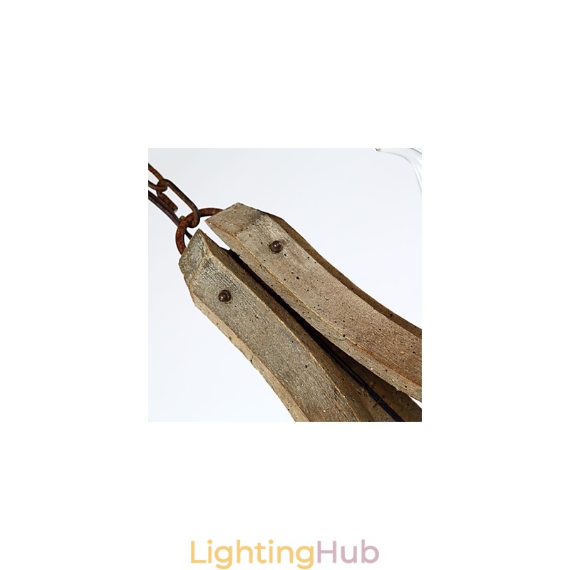 Vintage Mini Style Painting Wood Bamboo Chandelier