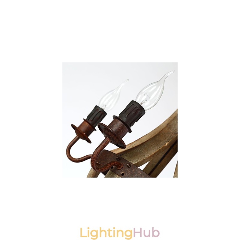 Vintage Mini Style Painting Wood Bamboo Chandelier