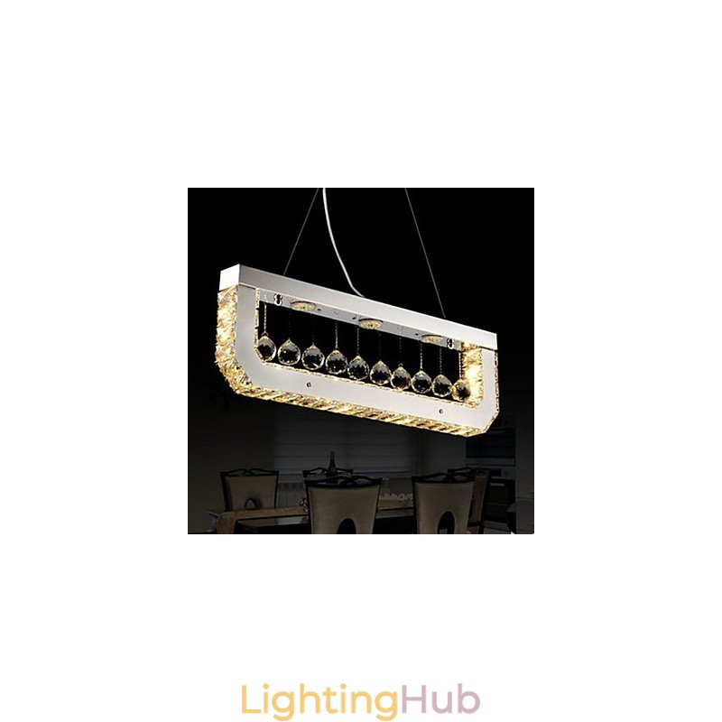 Crystal Chandelier Droplight Of Rectangular Yellow Light