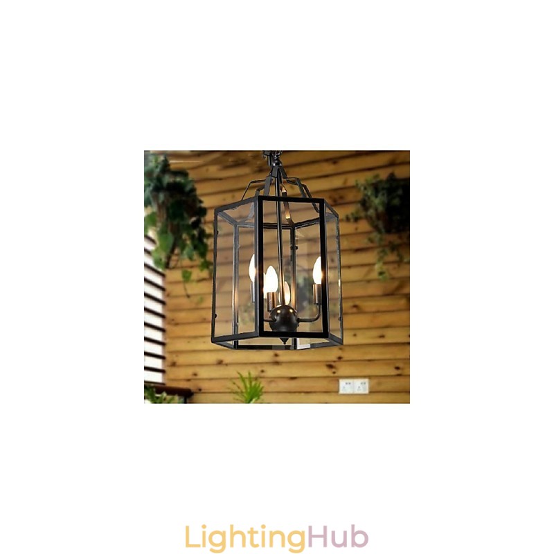 Traditional Classic Vintage Retro Lantern Country Mini Style Painting Metal Pendant Light Dining