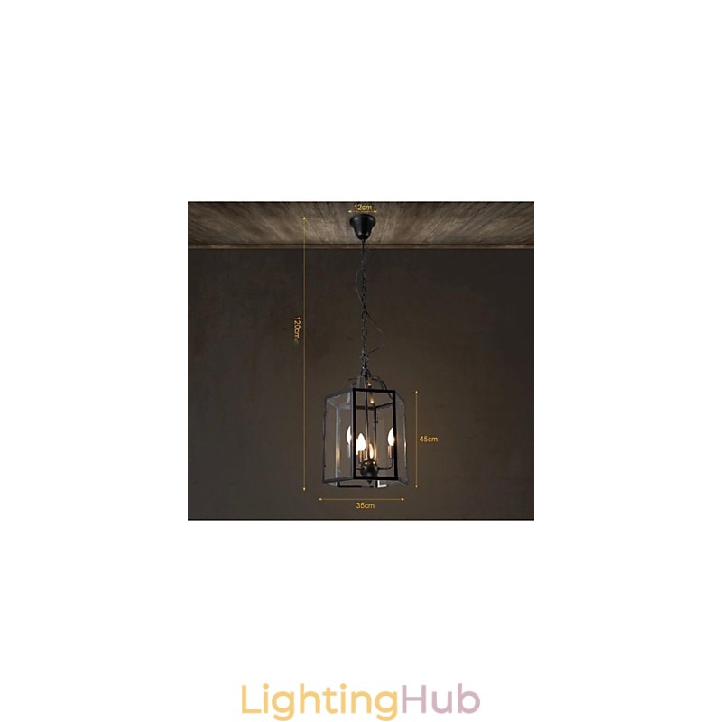 Traditional Classic Vintage Retro Lantern Country Mini Style Painting Metal Pendant Light Dining