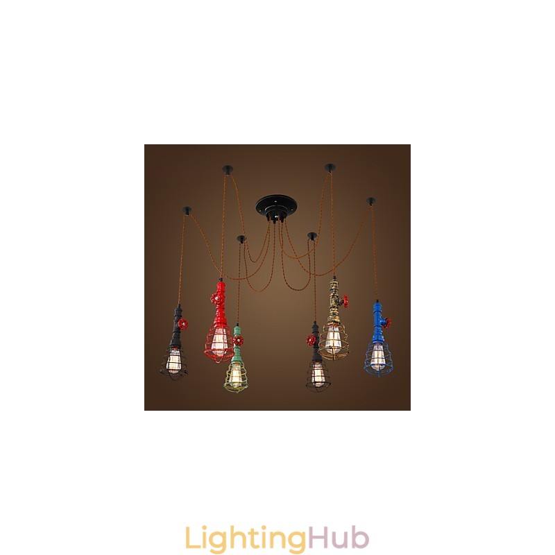 6 Lights Vintage Pendant Light Waterpipe Design Lights