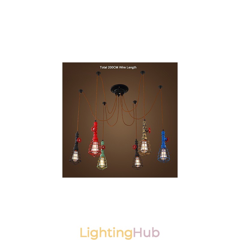 6 Lights Vintage Pendant Light Waterpipe Design Lights