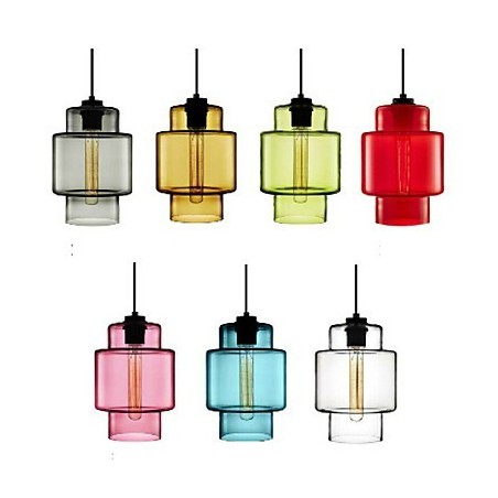 Single Head Art Glass Chandelier Pendant Light with Glass Shade (Grey Yellow Green Red Pink Blue White) Single Head Art Glass Chandelier Pendant Light with Glass Shade (Grey Yellow Green Red Pink Blue White)