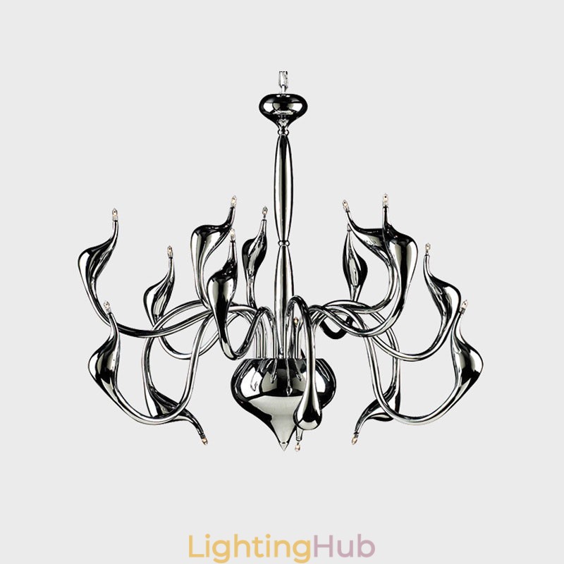 15 Light Silver Modern Contemporary Chrome Electroplated Metal Chandelier