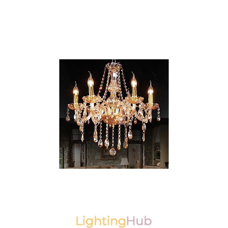Amber 6 Lights Elegant Crystal Chandelier for Home