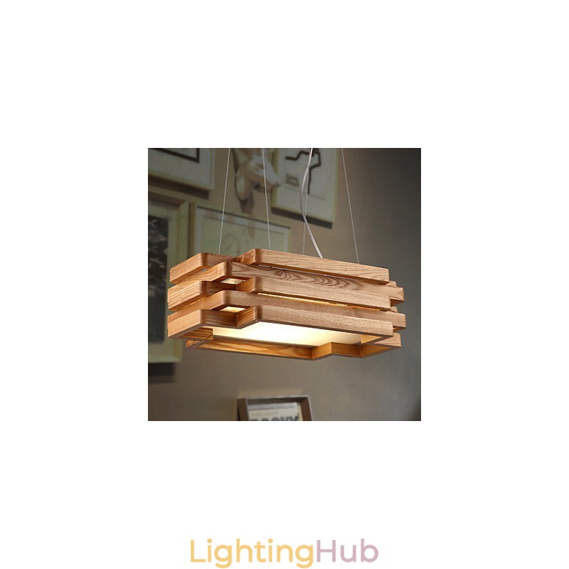 Modern Contemporary Country Mini Style Wood Bamboo Pendant Light
