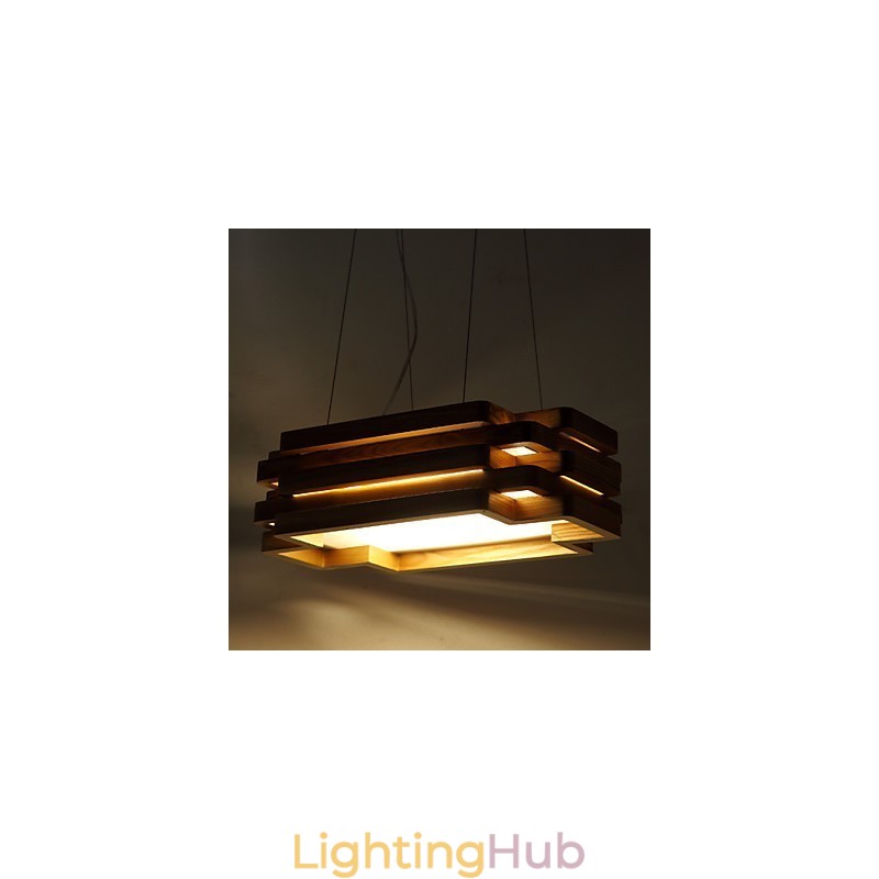 Modern Contemporary Country Mini Style Wood Bamboo Pendant Light