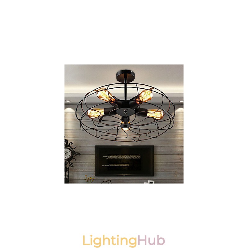 Industrial Vintage Metal Fan Pendant Lamp Steampunk Ceiling Chandelier Light