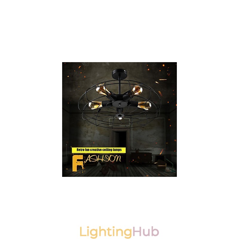 Industrial Vintage Metal Fan Pendant Lamp Steampunk Ceiling Chandelier Light