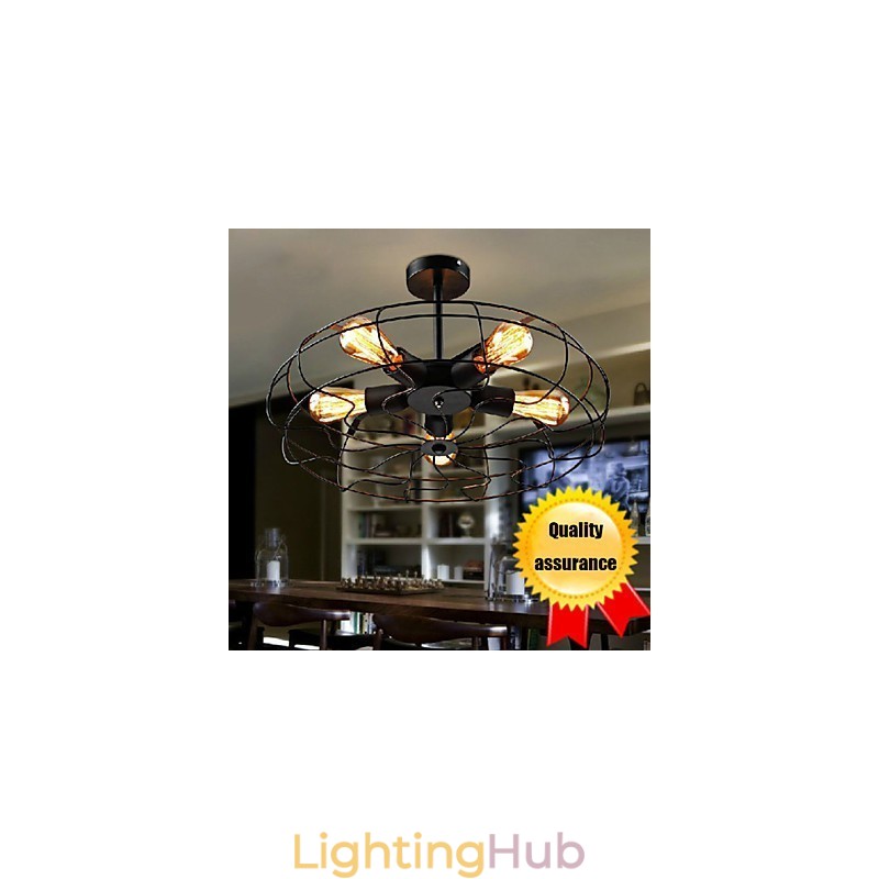 Industrial Vintage Metal Fan Pendant Lamp Steampunk Ceiling Chandelier Light