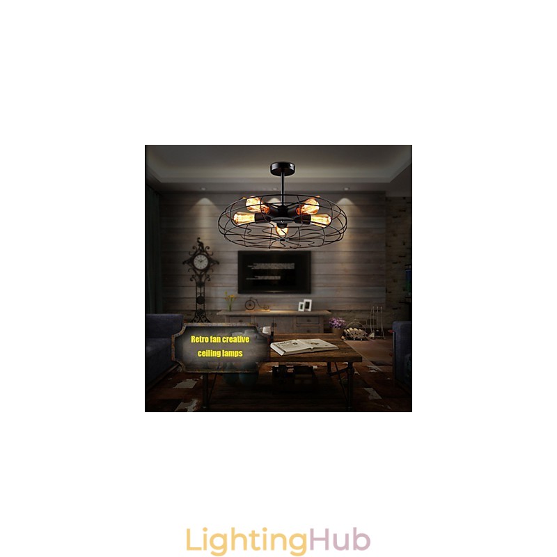 Industrial Vintage Metal Fan Pendant Lamp Steampunk Ceiling Chandelier Light