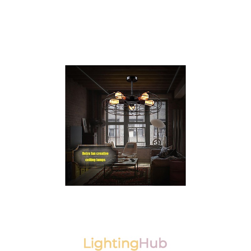 Industrial Vintage Metal Fan Pendant Lamp Steampunk Ceiling Chandelier Light