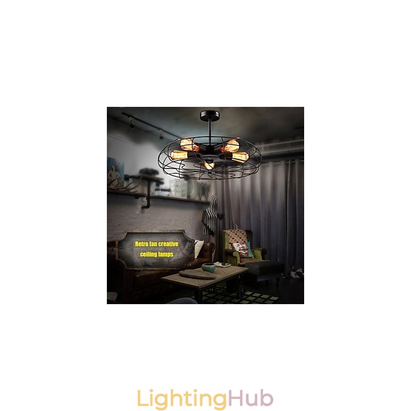Industrial Vintage Metal Fan Pendant Lamp Steampunk Ceiling Chandelier Light