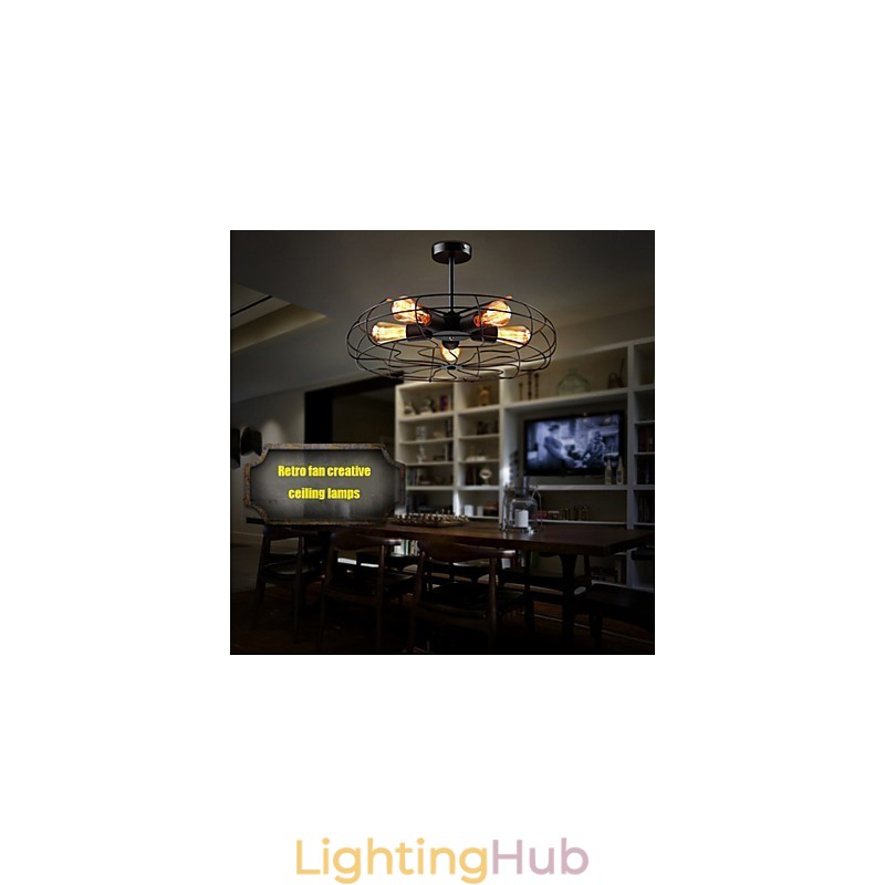 Industrial Vintage Metal Fan Pendant Lamp Steampunk Ceiling Chandelier Light