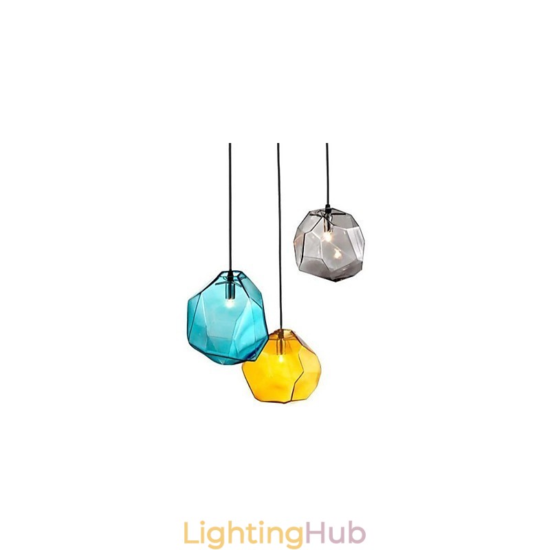 Creative Ice Crystal Glass Diamond Pendant Chromatic Droplight Lamp Light