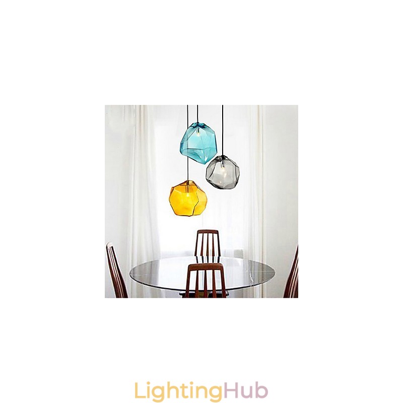 Creative Ice Crystal Glass Diamond Pendant Chromatic Droplight Lamp Light