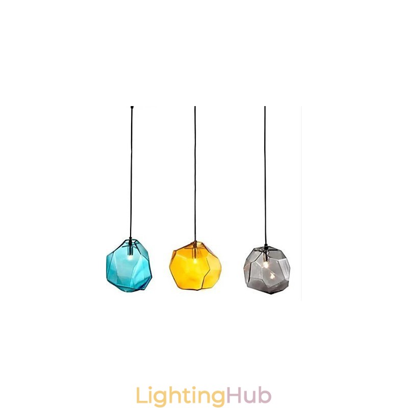 Creative Ice Crystal Glass Diamond Pendant Chromatic Droplight Lamp Light