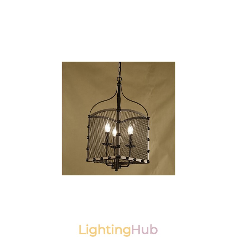 A Net Cover Retro Industrial Wind Cafe Wrought Lron Chandelier