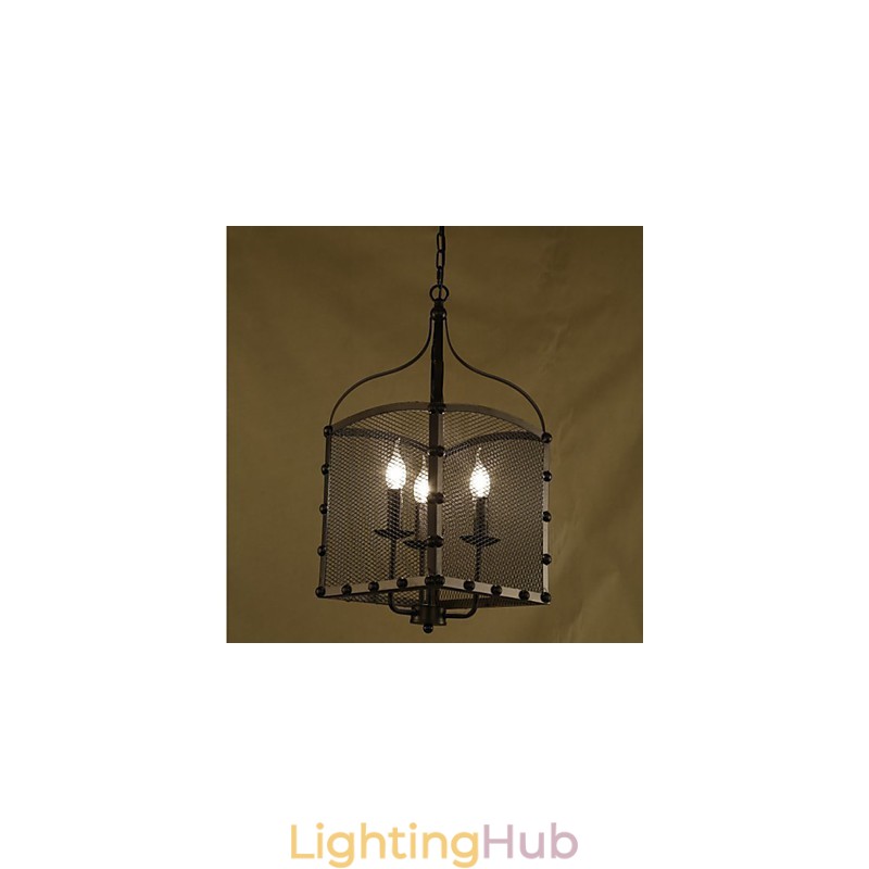 A Net Cover Retro Industrial Wind Cafe Wrought Lron Chandelier