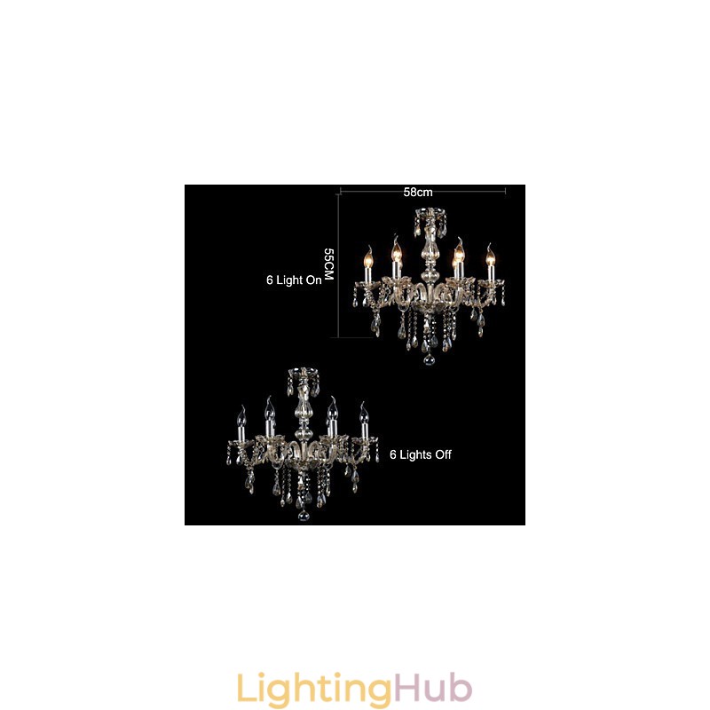 6 Lights Luxury Crystal Chandelier Cognac Color K9 Crystal Chandelier