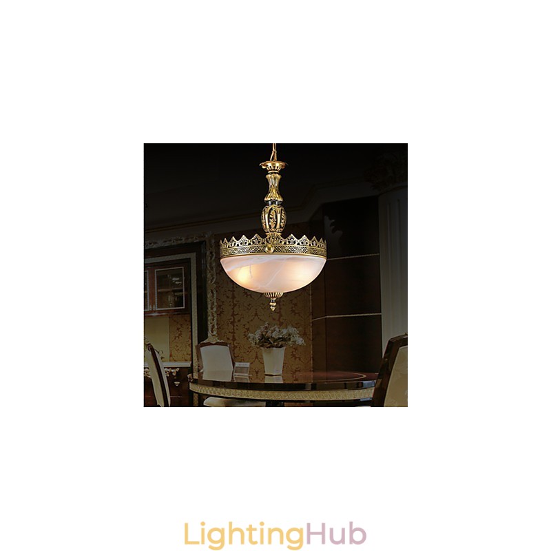 Traditional Classic Vintage Retro Bronze Metal Pendant Light