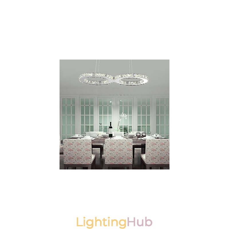 Modern Contemporary Crystal Chrome Metal Pendant Light
