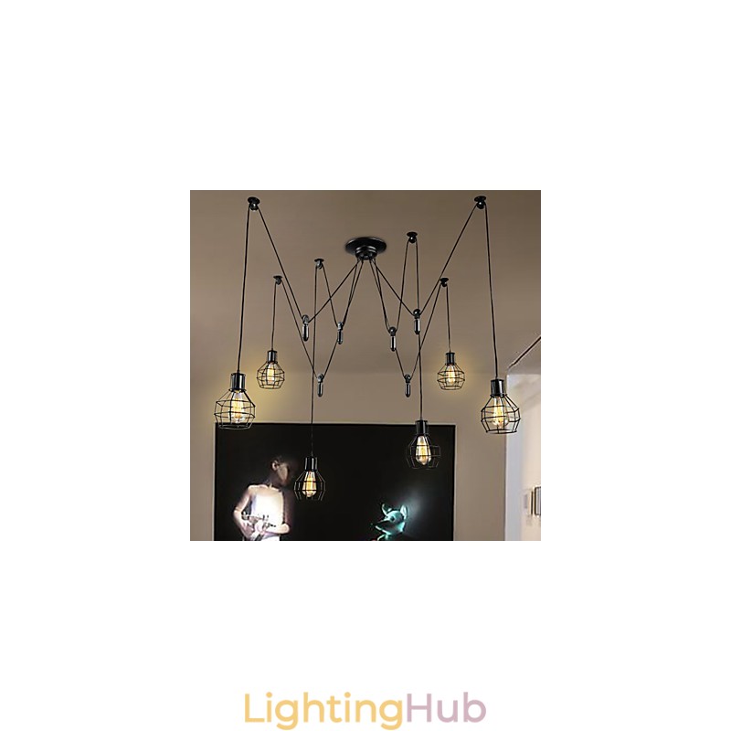 6 Lights Country Designers Metal Pendant Light
